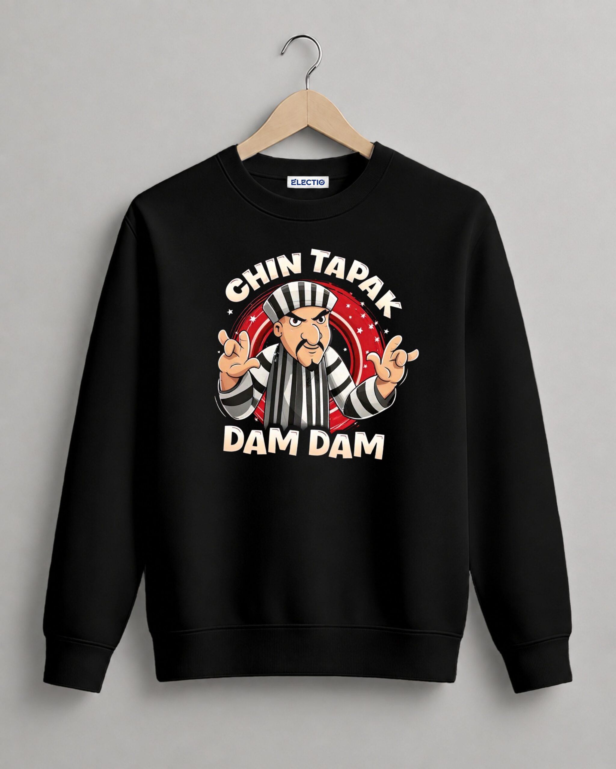 Chin Tapak Dam Dam Printed Black Sweatshirt