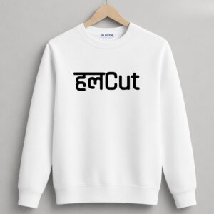 "हलCut" Graphic White Sweatshirt