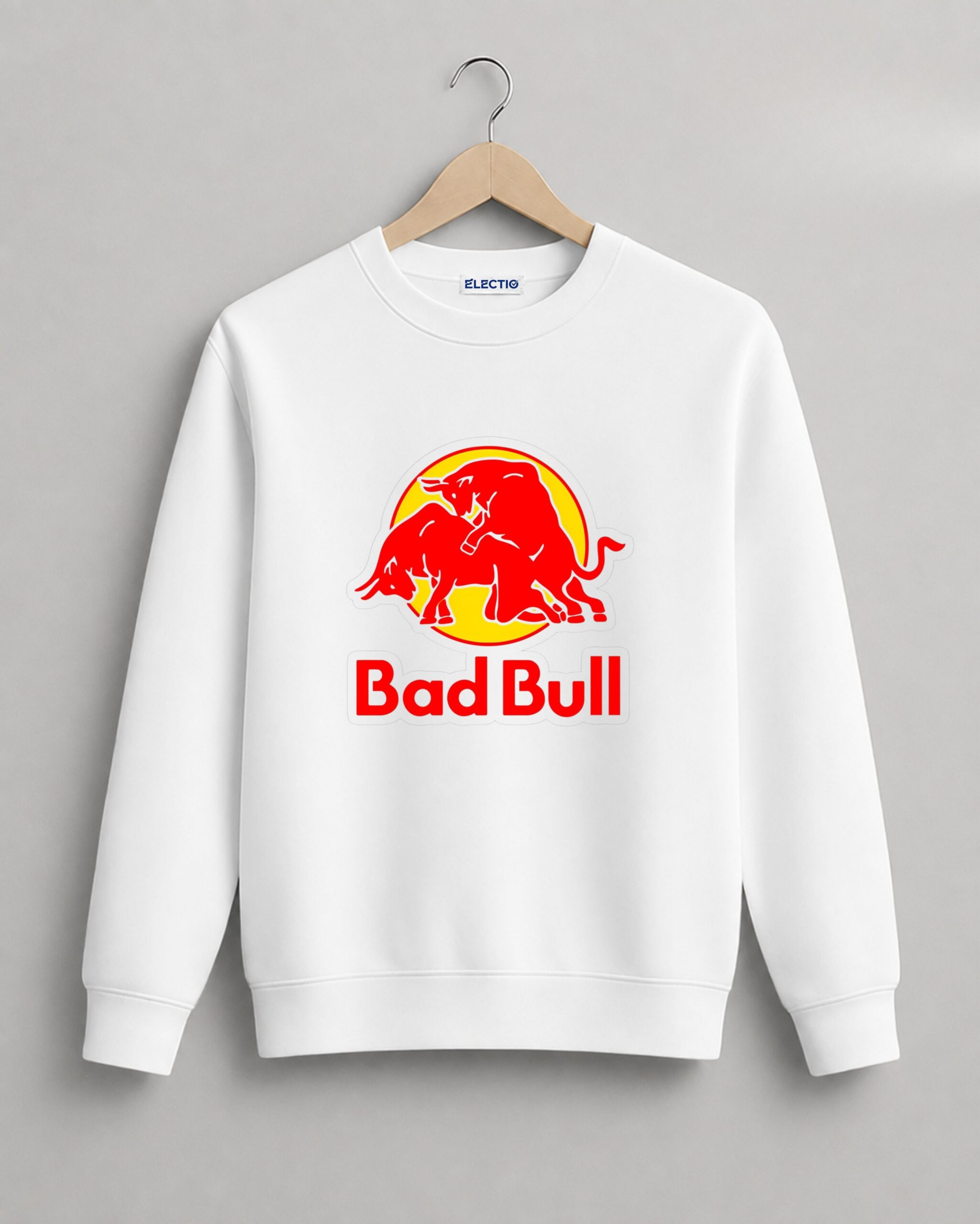 Bad Bull" Parody Graphic White Sweatshirt - Image 1