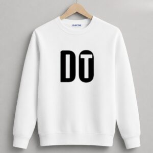 Minimalist "DT" Printed White Crewneck Sweatshirt