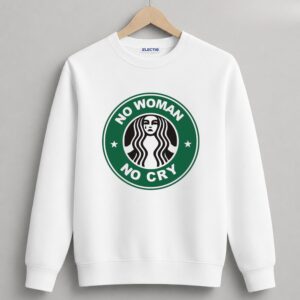 "No Woman No Cry" Graphic Crewneck Sweatshirt - White