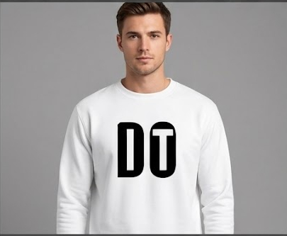 Minimalist "DT" Printed White Crewneck Sweatshirt - Image 2