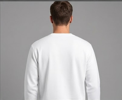 Minimalist "DT" Printed White Crewneck Sweatshirt - Image 3