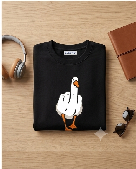 Duck You Printed Black Sweatshirt - Image 2