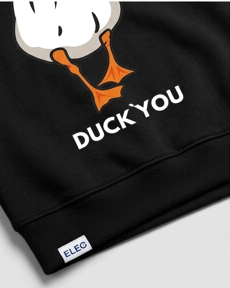 Duck You Printed Black Sweatshirt - Image 3